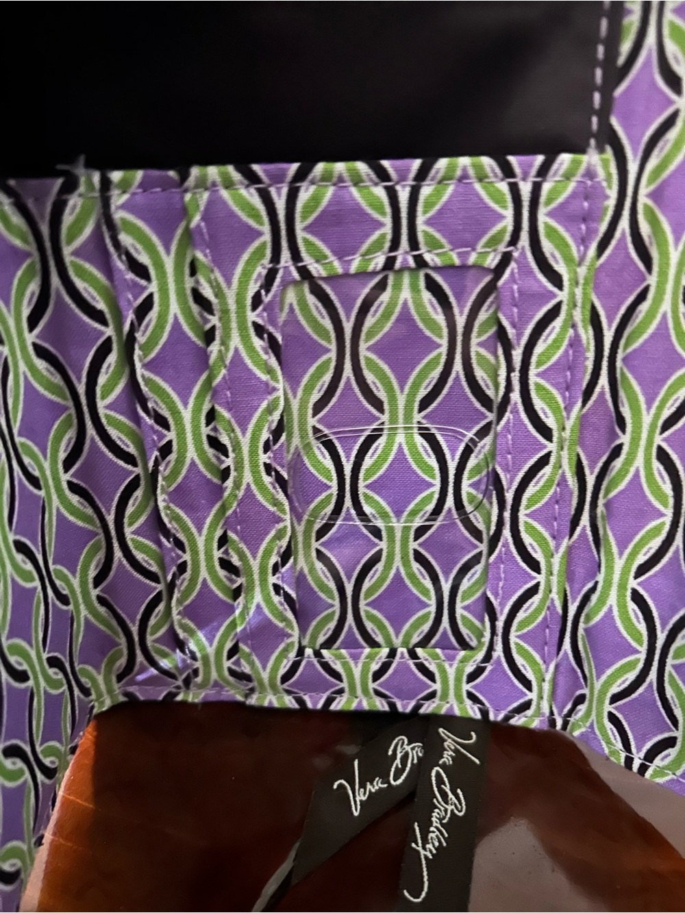 Vera Bradley Quilted Floral Trifold Wallet in Purple, Green and Black - Picture 5 of 11
